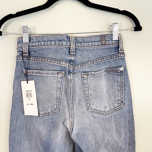 7 For All Mankind Jeans Women 23 Blue Denim Crossover Skinny Retro Mid Rise NWT - Picture 4 of 10